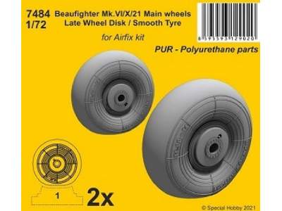 Beaufighter Mk.Vi/X/21 Main Wheels Late Wheel Disk / Smooth Tyre (For Airfix Kit) - image 1