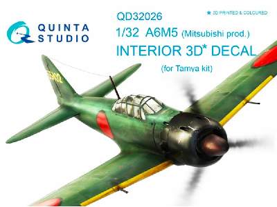 A6m5 Mitsubishi Prod. 3d-printed And Coloured Interior On Decal Paper - image 1
