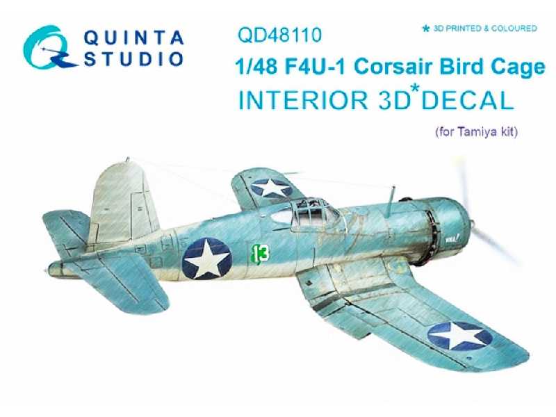 F4u-1 Corsair Bird Cage 3d-printed And Coloured Interior On Decal Paper - image 1