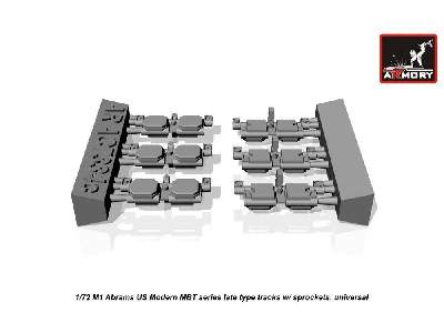 M1 Abrams Series Late Type Tracks (Hollow Teeth) W/ Drive Wheels - image 3