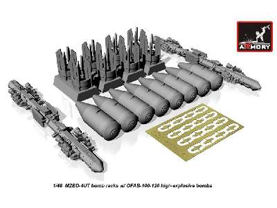 Mzbd-4ut W/ 4x Ofab-100-120 High-explosive Bombs, Resin Ordnance Set W/ Pe Parts - image 2