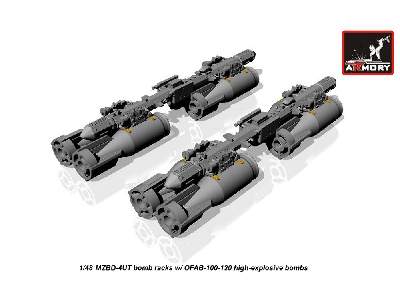 Mzbd-4ut W/ 4x Ofab-100-120 High-explosive Bombs, Resin Ordnance Set W/ Pe Parts - image 4