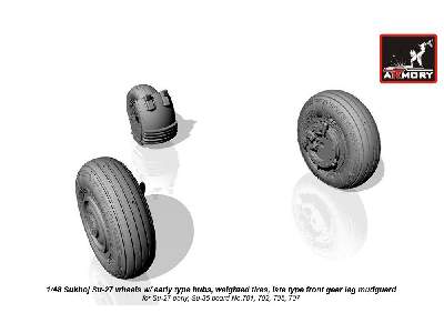 Sukhoj Su-27 Wheels W/ Early Type Hubs, Weighted Tires, Late Type Front Mudguard - image 4