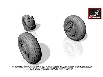Sukhoj Su-27/30 Wheels W/ Late Type Hubs, Weighted Tires, Front Mudguard - image 4