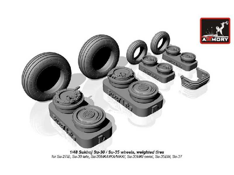 Sukhoj Su-30 / Su-35 Wheels, Weighted Tires, Front Mudguard - image 1