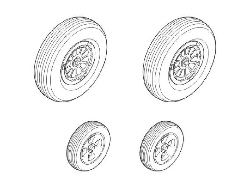 Martin B-57B  Wheels set 1/48 for Airfix kit - image 1