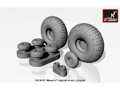 Dh.98 Mosquito Wheels, Checkerboard Tire Pattern, Weighted - image 2