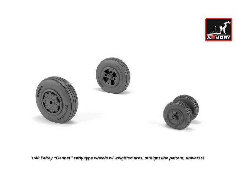 Fairey Gannet Early Type Wheels W/ Weighted Tires Of Straight Tire Pattern - image 1