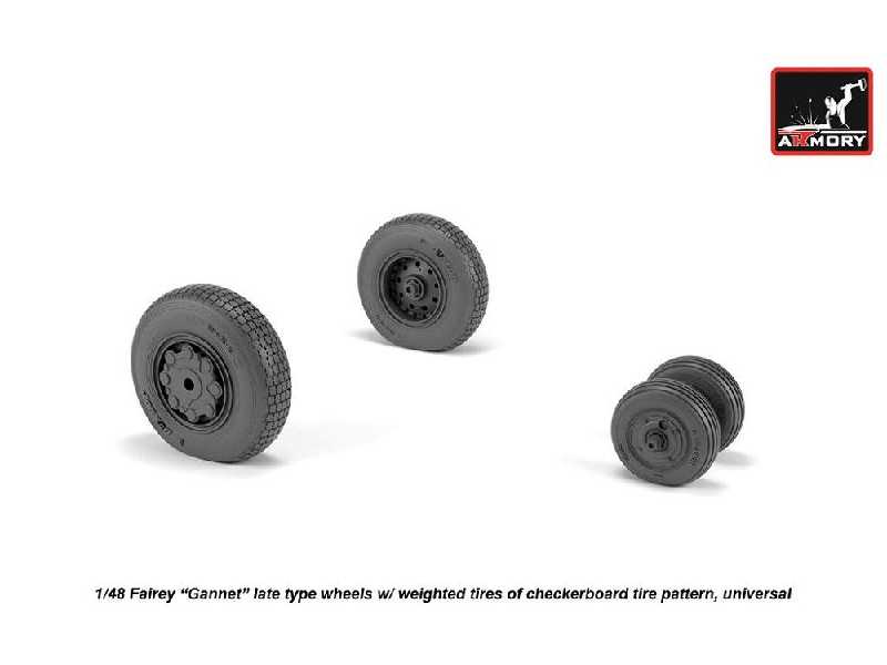 Fairey Gannet Late Type Wheels W/ Weighted Tires Of Checkerboard Tire Pattern - image 1