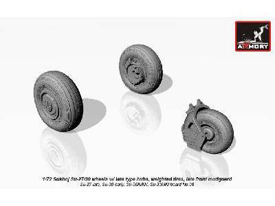 Sukhoj Su-27/30 Wheels W/ Late Type Hubs, Weighted Tires, Late Front Mudguard - image 1