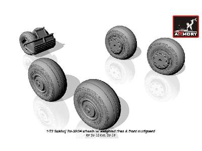 Sukhoj Su-32/34 Wheels W/ Weighted Tires, Front Mudguard - image 3