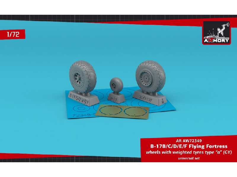 B-17b/C/D/E/F Flying Fortress Wheels W/ Weighted Tyres Type A (Gy) & Pe Hubcaps - image 1 B-17b/C/D/E/F Flying Fortress Wheels W/ Weighted Tyres Type A (Gy) & Pe Hubcaps - image 1