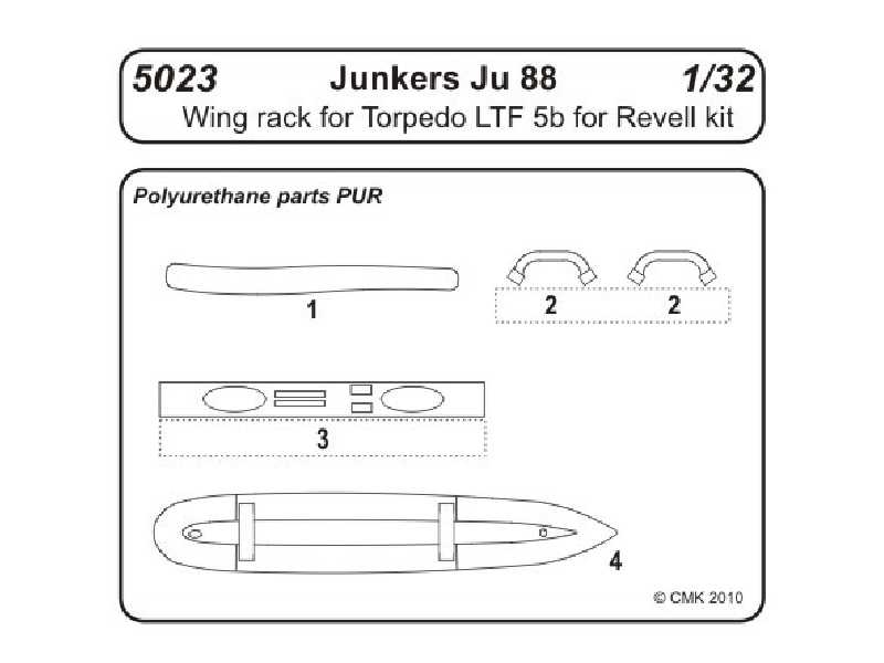 Junkers JU 88A  Wing rack for Torpedo LTF 5b 1/32 for Revell - image 1
