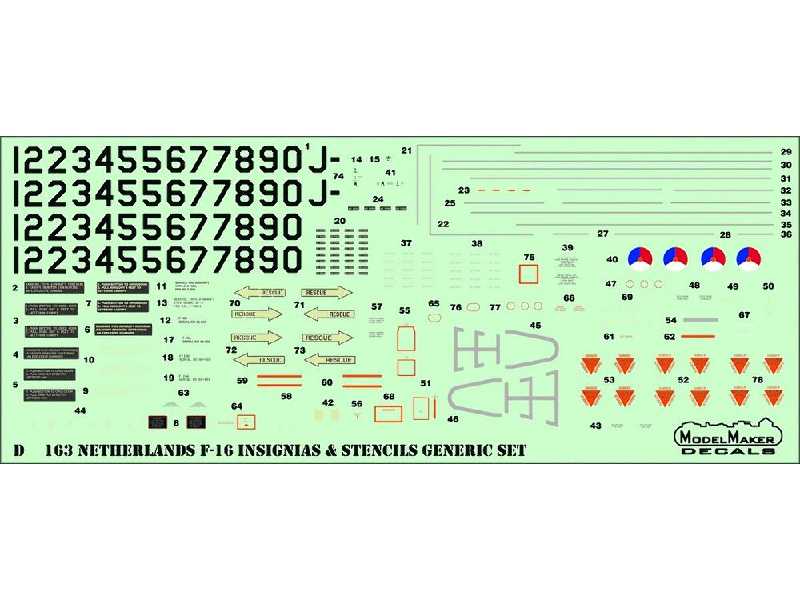 Netherlands F-16 Insignia's & Stencils Generic Set - image 1