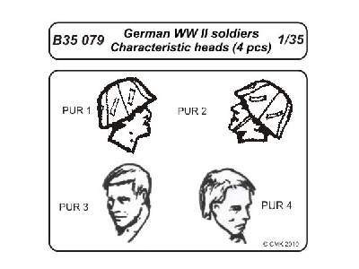 German WW II soldiers  Characteristic head (4 pcs) - image 1