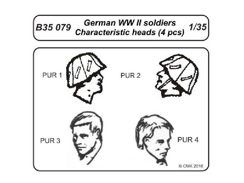 German WW II soldiers  Characteristic head (4 pcs) - image 1