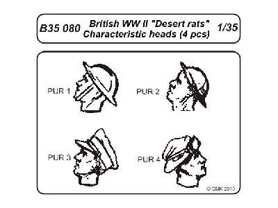 British WW II Desert rats  Characteristic head (4 pcs) - image 1