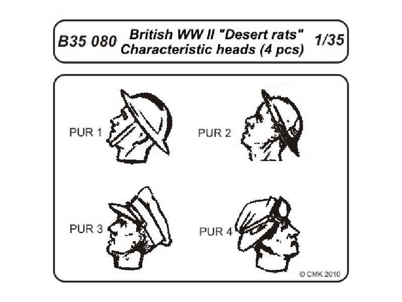 British WW II Desert rats  Characteristic head (4 pcs) - image 1