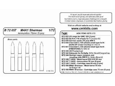 M4A1 Sherman  Ammunition 75 mm (5 pcs) for Dragon kit 1/72 - image 2