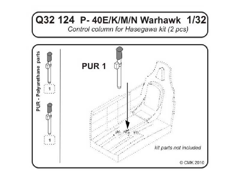 P-40E  Control column 1/32 for Hasegawa kit - image 1