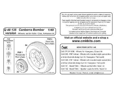 Canberra Bomber version  Wheels 1/48 for Airfix / Cl. Airframes  - image 2