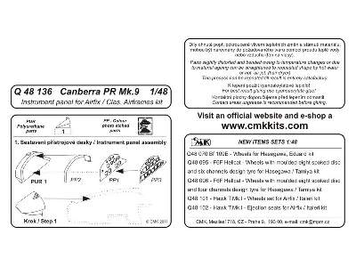 Canberra PR Mk.9  Instrument panel 1/48  for Airfix / Cl. Airfra - image 2