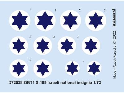 S-199 Israeli national insignia 1/72 - EDUARD - image 1