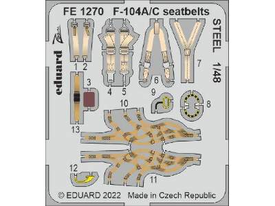 F-104A/ C seatbelts STEEL 1/48 - KINETIC MODEL - image 1