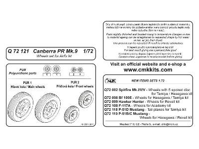 Canberra PR.9  Wheels set 1/72 for Airfix kit - image 2