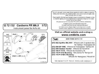 Canberra PR Mk.9   Instrument panel 1/72 for Airfix kit - image 2