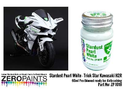 1018 - Trick Star Kawasaki H2r Stardust Pearl White Paint - image 2