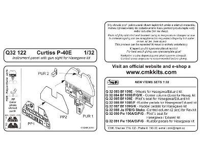 Curtiss P-40E  Instrument panel with gun sight 1/32 for Hasegawa - image 2