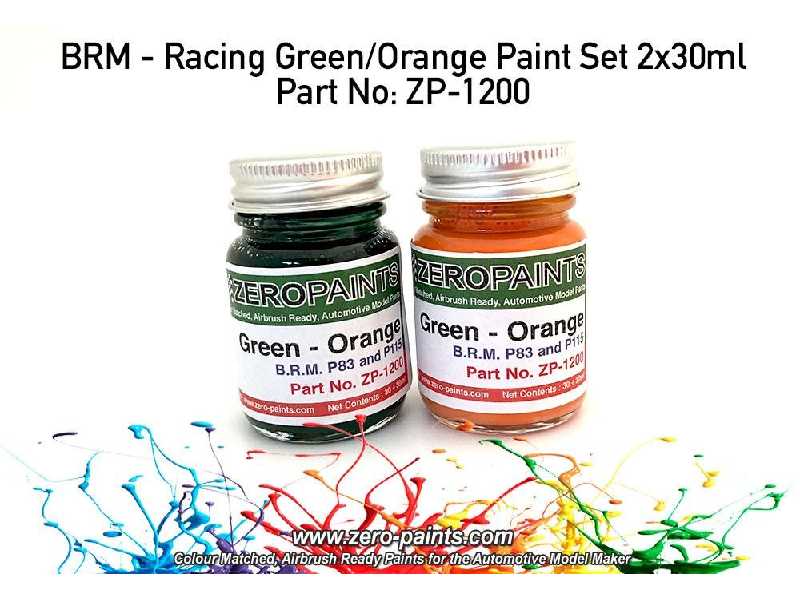 1200 - Brm - Racing Green/Orange Paint Set - image 1