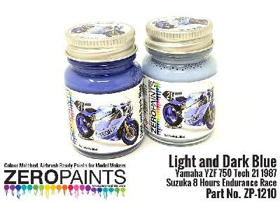 1210 - Light And Dark Blue Yamaha Yzf 750 Tech 21 Paint Set - image 1