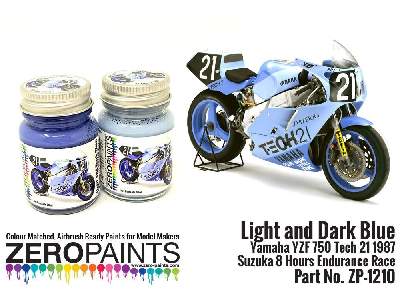 1210 - Light And Dark Blue Yamaha Yzf 750 Tech 21 Paint Set - image 2