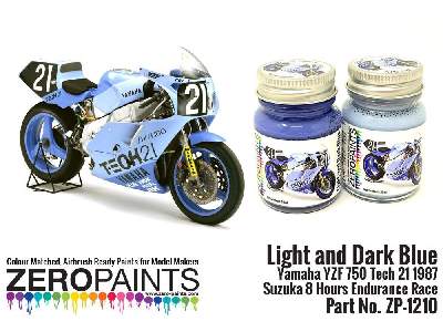 1210 - Light And Dark Blue Yamaha Yzf 750 Tech 21 Paint Set - image 3