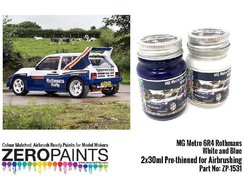 1531 - Mg Metro 6r4 Rothmans - White And Blue Paint Set - image 1