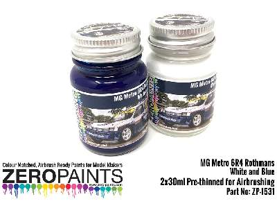 1531 - Mg Metro 6r4 Rothmans - White And Blue Paint Set - image 2