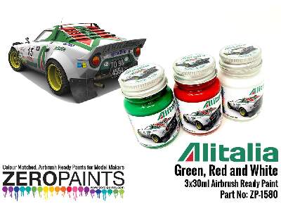 1580 - Alitalia (Lancia) Green, Red And White Paint Set - image 1