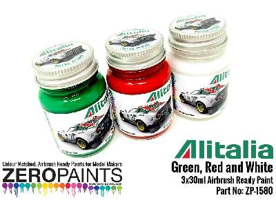 1580 - Alitalia (Lancia) Green, Red And White Paint Set - image 2