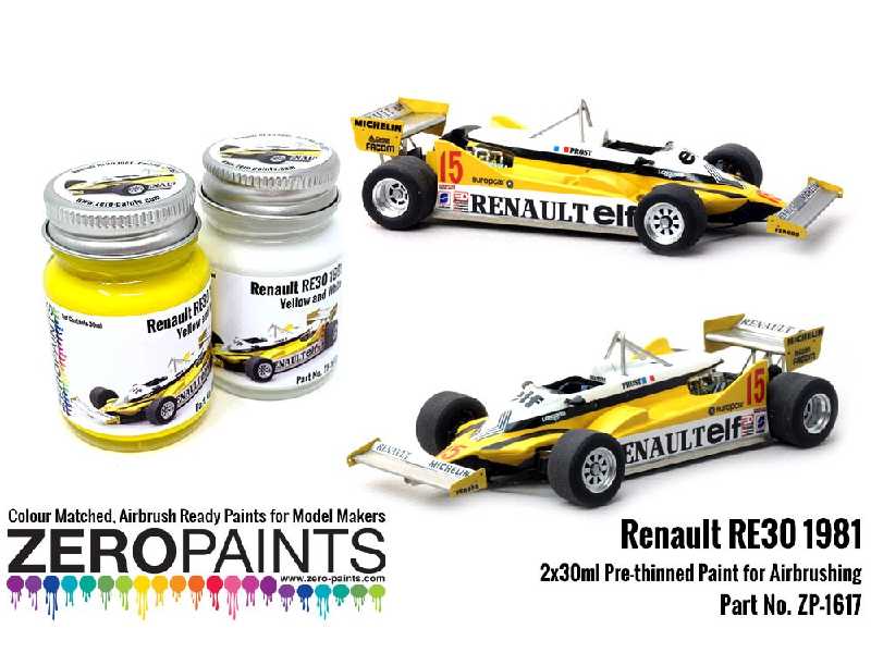 1617 - Renault Re30 1981 Yellow And White Paint Set - image 1