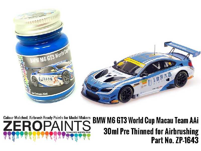 1643 Bmw M6 Gt3 World Cup Macau Team Aai Blue Paint - image 1