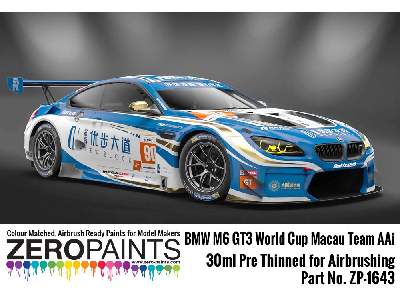 1643 Bmw M6 Gt3 World Cup Macau Team Aai Blue Paint - image 2