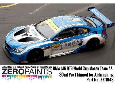 1643 Bmw M6 Gt3 World Cup Macau Team Aai Blue Paint - image 3