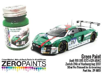 1651 - Audi R8 Lms Gt3 #29 Adac Zurich 24h Of Nurburgring 2017 Green Paint - image 1