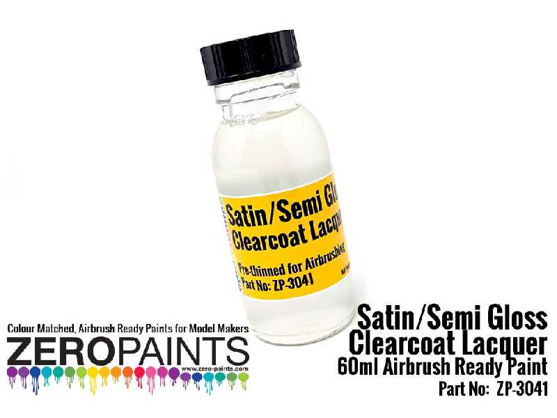 3041 - Satin (Semi Gloss) Clearcoat Lacquer (Pre-thinned For Airbrushing) - image 1