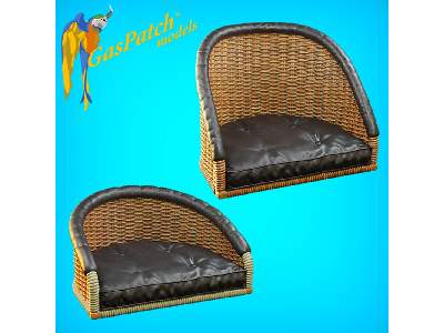 British Wicker Seat Full Back - Short And Tall , Small Leather Pad - image 1