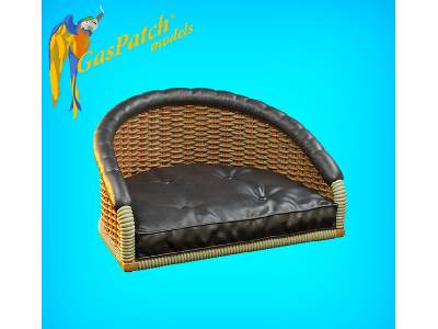 British Wicker Seat Full Back - Short And Tall , Small Leather Pad - image 2