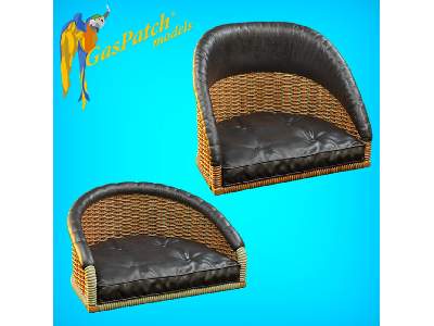 British Wicker Seat Full Back - Short And Tall Big, Leather Pad - image 1