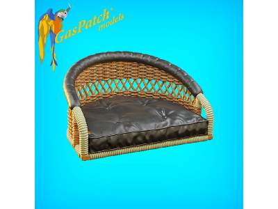 British Wicker Seat Perforated Back - Short Leather Frame ,tall Big Leather Pad - image 2